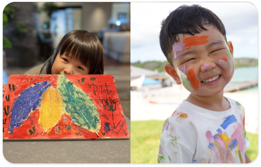 子供たちの作品と笑顔